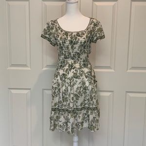 Max Studio Green Flutter Sleeve Smocked mini dress